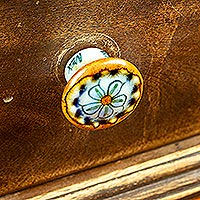 Ceramic knobs, 'Handy Garden' (set of 4) - Set of 4 Handcrafted Ceramic Flower Knobs from Mexico