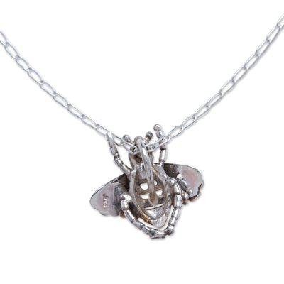 Collar colgante de plata esterlina - Collar con colgante de moda de abeja de plata esterlina de México