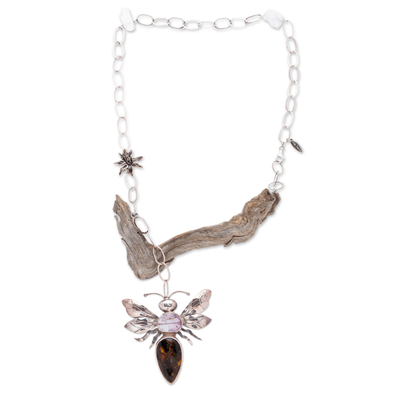 Peace-Themed Gemstone Statement Necklace from Mexico