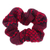 Goma para el pelo de algodón - Scrunchie rojo de algodón tejido a mano con estampado geométrico