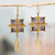 Gold-plated dangle earrings, 'Golden Mandalas' - Gold-Plated Brass Mandala Dangle Earrings with Feathers