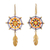 Gold-plated dangle earrings, 'Feather Mandala' - Gold-Plated Brass Mandala Dangle Earrings with Feathers