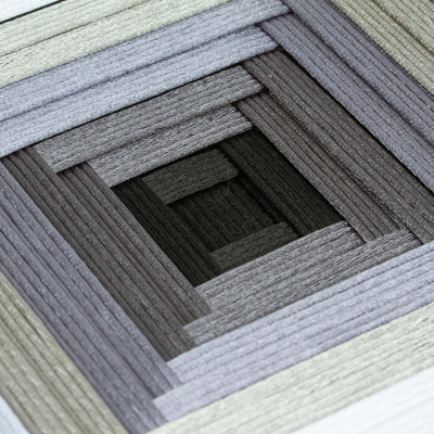Arte de pared tejido a mano - Arte de pared gris tejido a mano de madera de pino con motivos geométricos