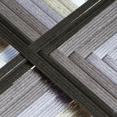 Arte de pared tejido a mano - Arte de pared de carbón tejido a mano de madera de pino con motivos geométricos