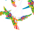 Holzornamente „Jonquil Flutter“ (4er-Set) – Set mit 4 handgefertigten Vogelornamenten aus Copalholz in Jonquil