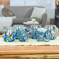 Featured review for Handblown stemless wine glasses, Confetti Festival (set of 6)