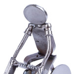 Recycled scrap metal statuette, 'Ecological Morning' - Handcrafted Recycled Scrap Metal Statuette of Man Biking