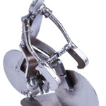 Recycled scrap metal statuette, 'Ecological Morning' - Handcrafted Recycled Scrap Metal Statuette of Man Biking
