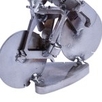 Recycled scrap metal statuette, 'Ecological Morning' - Handcrafted Recycled Scrap Metal Statuette of Man Biking