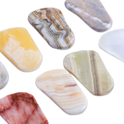 Stress-relieving stones, 'Gentle Caress' (set of 2) - Mexican Set of 2 Reclaimed Marble Stress-Relieving Stones