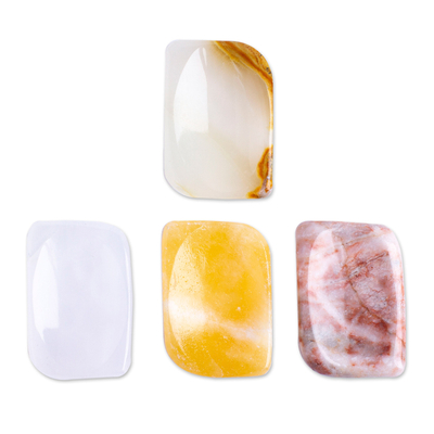 Stress-relieving stones, 'Intense Relief' (set of 2) - Set of 2 Geometric Reclaimed Marble Stress-Relieving Stones