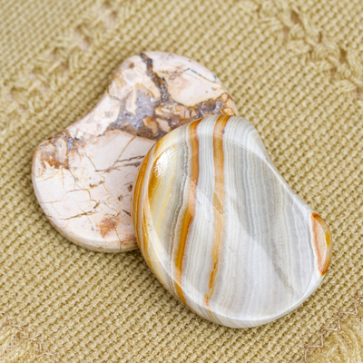 Stress-relieving stones, 'Serene Limbo' (set of 2) - Set of 2 Stress-Relieving Stones Made from Reclaimed Marble
