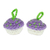 Charm tejido a crochet, (par) - Par de dijes para cupcakes de ganchillo en violeta y blanco