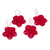 Gehäkelte Ornamente, (4er-Set) - Set aus 4 roten gehäkelten Ornamenten mit Kunststoffknöpfen