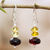 Amber dangle earrings, 'Stylish Courage' - Sterling Silver Dangle Earrings with Natural Amber Stones thumbail