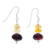 Amber dangle earrings, 'Stylish Courage' - Sterling Silver Dangle Earrings with Natural Amber Stones (image 2b) thumbail