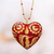 Wood pendant necklace, 'Free Love' - Red Copal Wood Pendant Necklace with Painted Bird Details