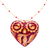 Wood pendant necklace, 'Free Love' - Red Copal Wood Pendant Necklace with Painted Bird Details