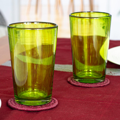 Handblown glass tumblers, Refreshing Forest (set of 6)
