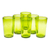 Handblown glass tumblers, 'Refreshing Forest' (set of 6) - Set of 6 Handblown Recycled Glass Tumblers in Green (image 2b) thumbail