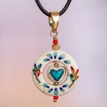Gold-accented howlite pendant necklace, 'Affection Wreath' - Howlite Pendant Necklace with Hand-Painted Details