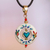 Gold-accented howlite pendant necklace, 'Affection Wreath' - Howlite Pendant Necklace with Hand-Painted Details thumbail