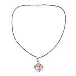 Gold-accented howlite pendant necklace, 'Affection Wreath' - Howlite Pendant Necklace with Hand-Painted Details