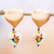 Vergoldete Howlith-Ohrhänger - 14-karätig vergoldete Ohrhänger mit handbemalten Vögeln