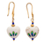 Gold-plated howlite dangle earrings, 'Fluttering Joy' - 14k Gold-Plated Howlite Dangle Earrings with Rainbow Birds