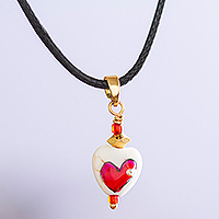 Gold-accented howlite pendant necklace, 'Creative Affection' - 14k Gold-Accented Necklace with Little Heart Pendant