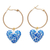 Gold-plated papier mache hoop earrings, 'Blue Affection' - 14k Gold-Plated Hoop Earrings with Blue Papier Mache Hearts
