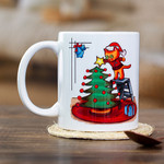 Ceramic mug, 'Feline Christmas' - Cat-Themed Ceramic Mug with Printed Christmas Design
