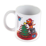 Ceramic mug, 'Feline Christmas' - Cat-Themed Ceramic Mug with Printed Christmas Design