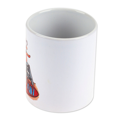 Ceramic mug, 'Feline Christmas' - Cat-Themed Ceramic Mug with Printed Christmas Design