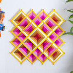 Handwoven wall art, 'Pink Divinity' - Pine Wood Handwoven Pink Wall Art with Geometric Motifs