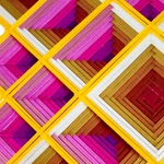 Handwoven wall art, 'Pink Divinity' - Pine Wood Handwoven Pink Wall Art with Geometric Motifs