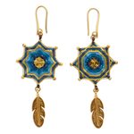 Gold-plated dangle earrings, 'Oneiric Plumage' - 18k Gold-Plated Dangle Earrings with Handwoven Design