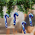 Ceramic ornaments, 'Lapis Canes' (set of 4) - Set of 4 Ceramic Ornaments with Floral Motifs in Blue (image 2) thumbail