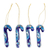 Ceramic ornaments, 'Lapis Canes' (set of 4) - Set of 4 Ceramic Ornaments with Floral Motifs in Blue thumbail