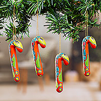 Featured review for Ceramic ornaments, Vermilion Canes (set of 4)