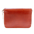 Leather coin purse, 'Chic Richness' - Brown Leather Coin Purse with Zipper Closure