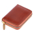 Leather coin purse, 'Chic Richness' - Brown Leather Coin Purse with Zipper Closure