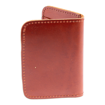 Leather card wallet, 'Brown Wealth' - Brown Leather Card Wallet with Six Compartments