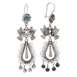 Turquoise chandelier earrings, 'Hope Mazahua' - Natural Turquoise Chandelier Earrings Handcrafted in Mexico