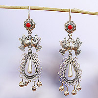 Crystal chandelier earrings, 'Passion Mazahua' - Red Crystal Chandelier Earrings Handcrafted in Mexico