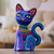 Ceramic alebrije figurine, 'Oneiric Feline' - Handcrafted Ceramic Alebrije Figurine of Colorful Cat thumbail