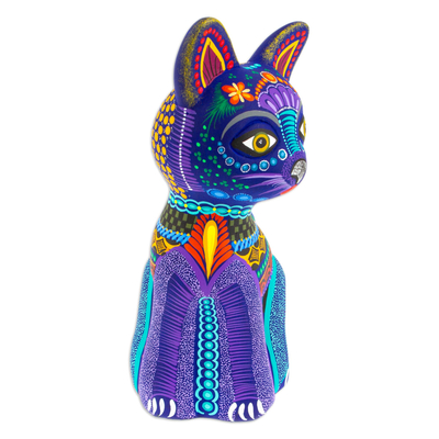 Figura de alebrije de cerámica - Figura Alebrije de Cerámica Artesanal de Gato Colorido