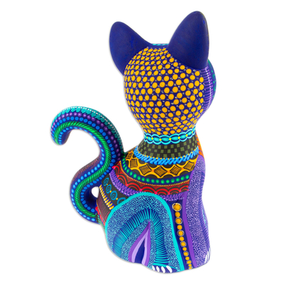 Handcrafted Ceramic Alebrije Cat Mask with Painted Details, 'Feline  Imagination