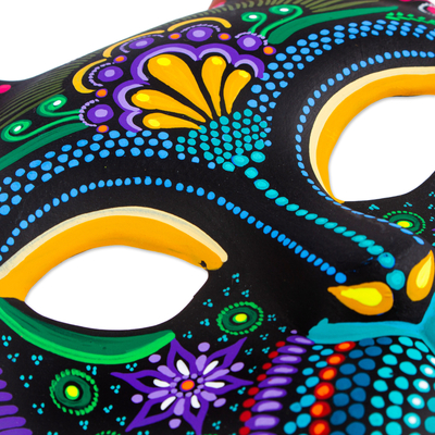 Handcrafted Ceramic Alebrije Cat Mask with Painted Details, 'Feline  Imagination