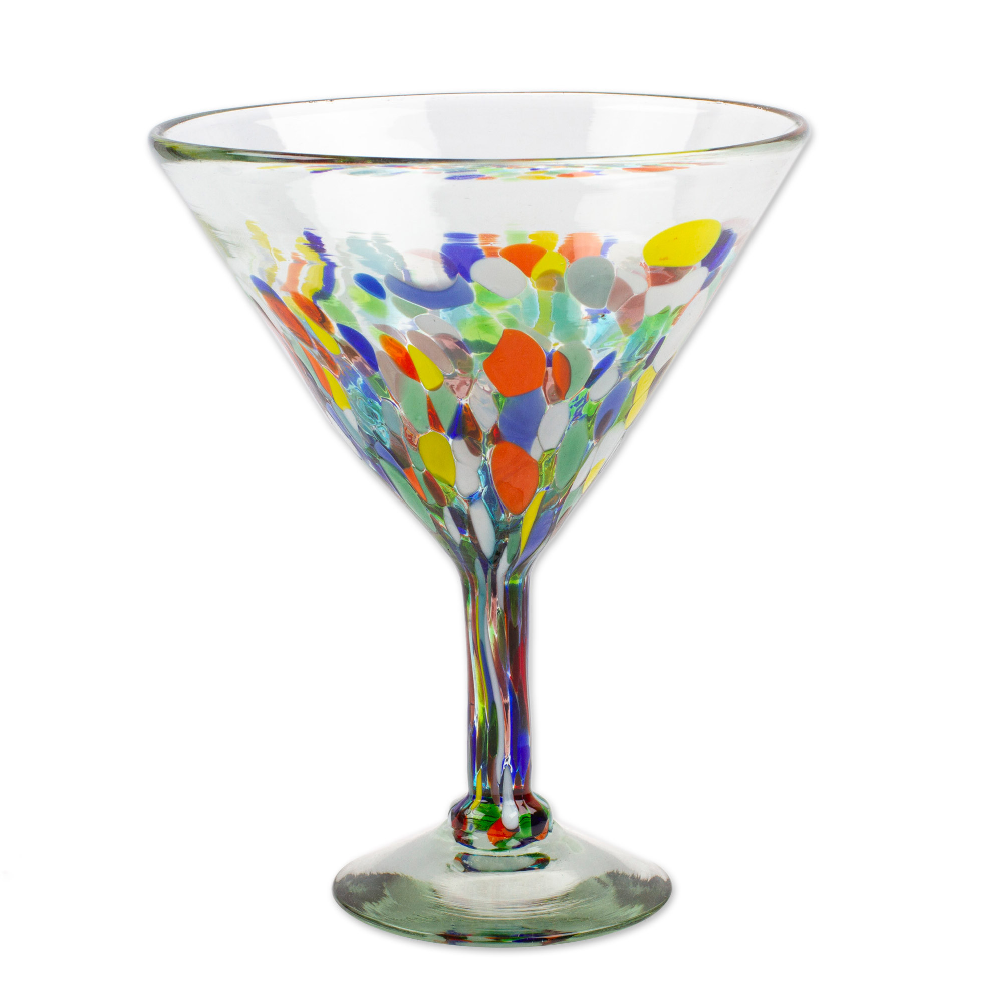 Set of 4 Colorful Handblown Martini Glasses from Mexico Chromatic
